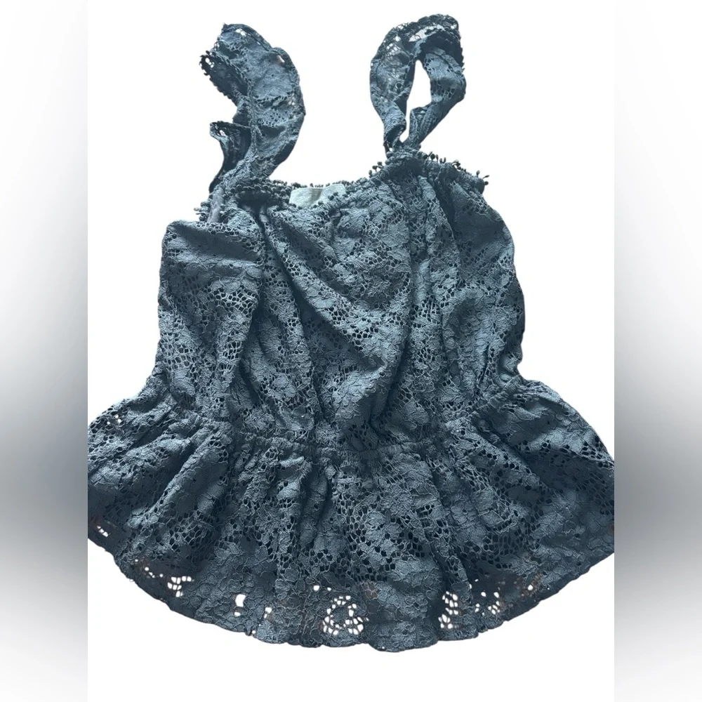 Anthropologie Sunday in Brooklyn Colline Lace Tank Top Black XS Ruffle Peplum - Picture 4 of 10